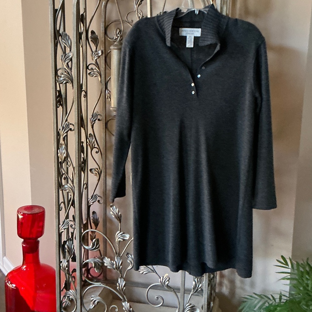 Jones New York Dark Gray Button Down Top